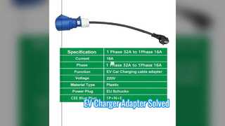 Type2 EV Charger Adapter Blue CEE to Schuko